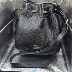 Kate Spade Highland Place Katie  Black Bucket Drawstring Crossbody Bag